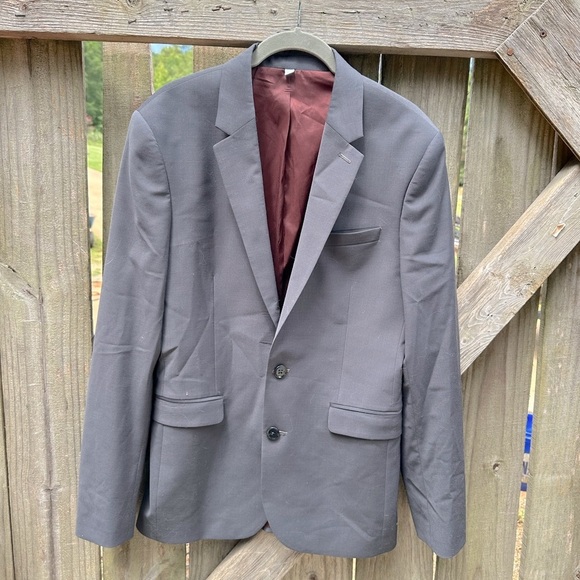 Express Men’s Solid Charcoal Grey Extra Slim Button Sport Coat Blazer - Picture 1 of 6